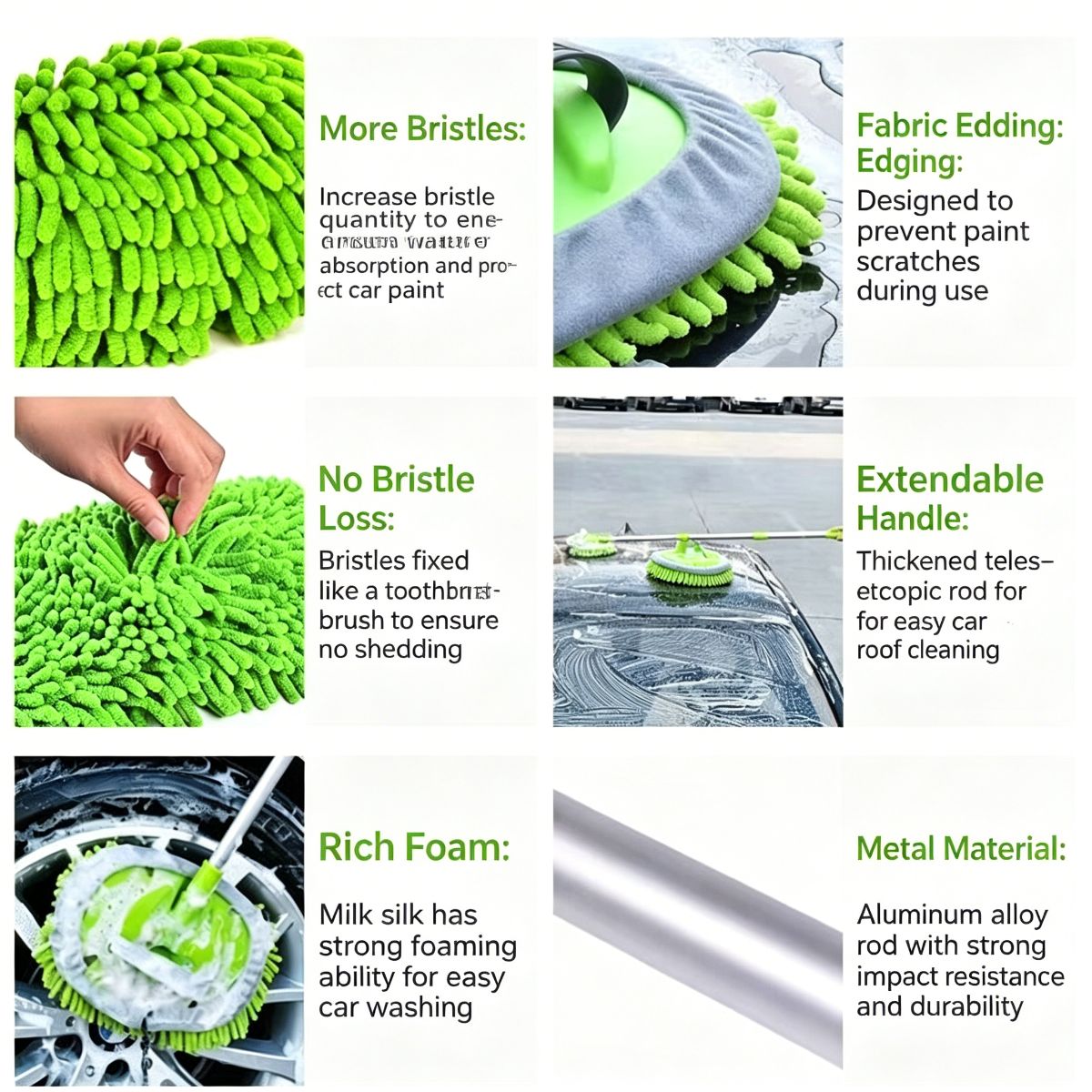 Green Car Wash Mop – Extendable Single-Head Chenille Mop (2-Section Handle) – Free Shipping & Tax-Free - view 4 | Ghana Appliances