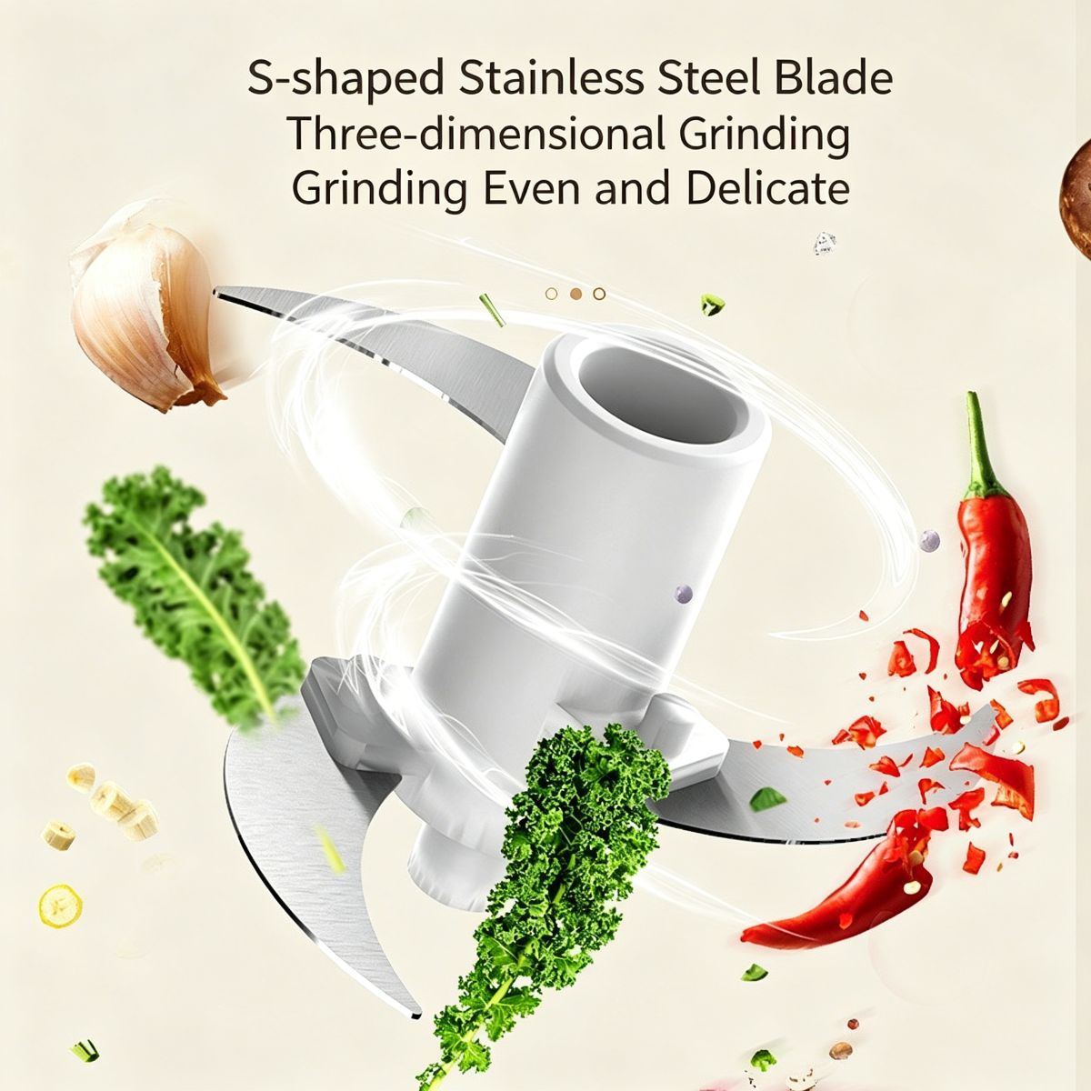 White Multifunctional Electric Food Processor (Top-Spec/Rechargeable) – Double-Tap to Start – Electroplated Finish - view 2 | Ghana Appliances