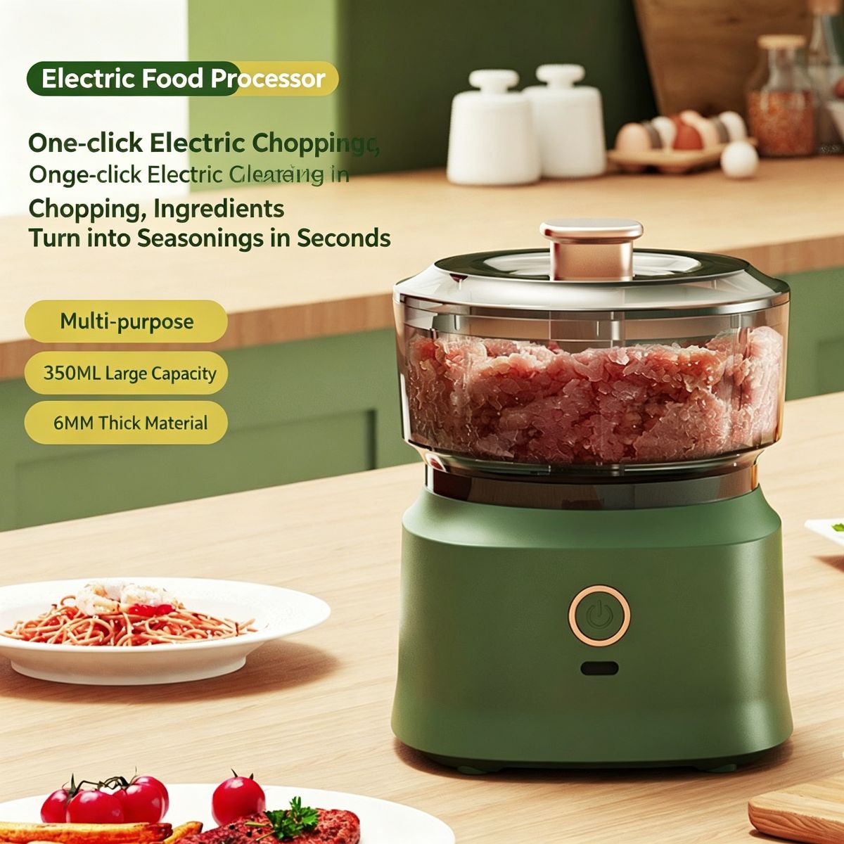 White Multifunctional Electric Food Processor (Top-Spec/Rechargeable) – Double-Tap to Start – Electroplated Finish - view 4 | Ghana Appliances