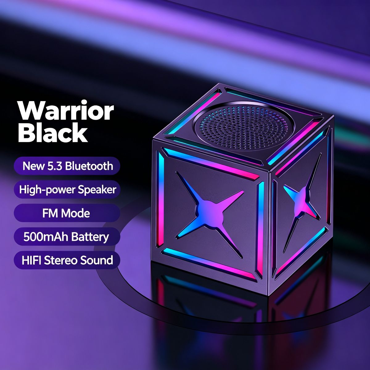 Black/RGB Subwoofer "Black Warrior" Bluetooth Speaker / Free Shipping & Tax-Free 3