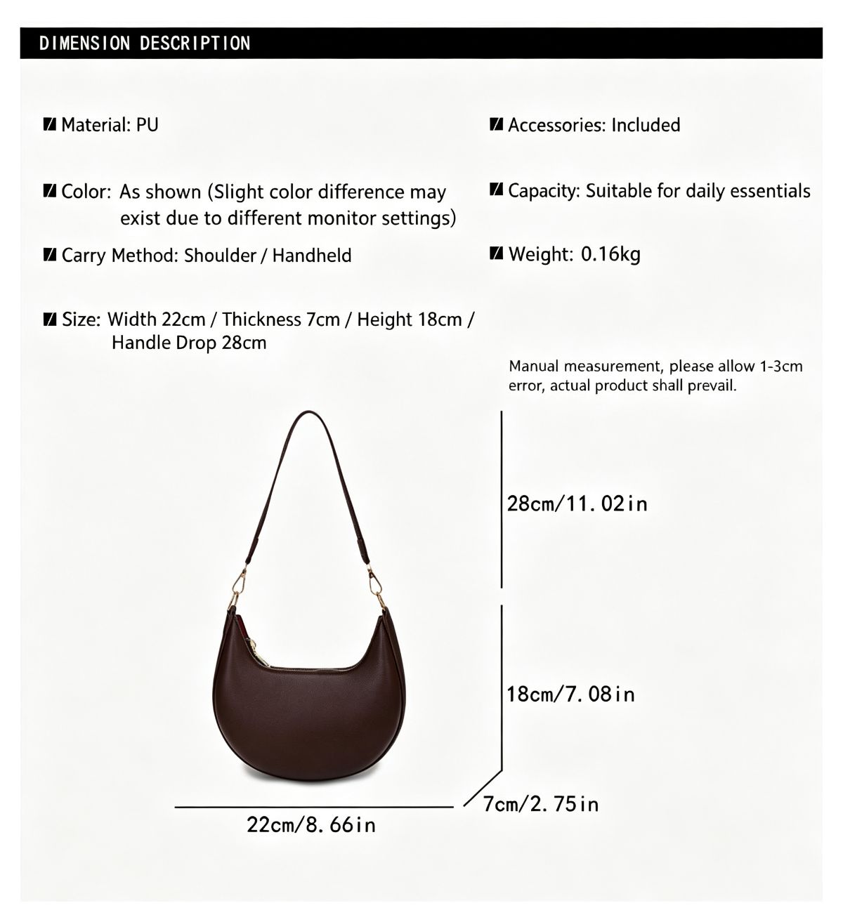 Stylish, high-quality brown shoulder bag – New arrival / Free shipping & tax-free 2