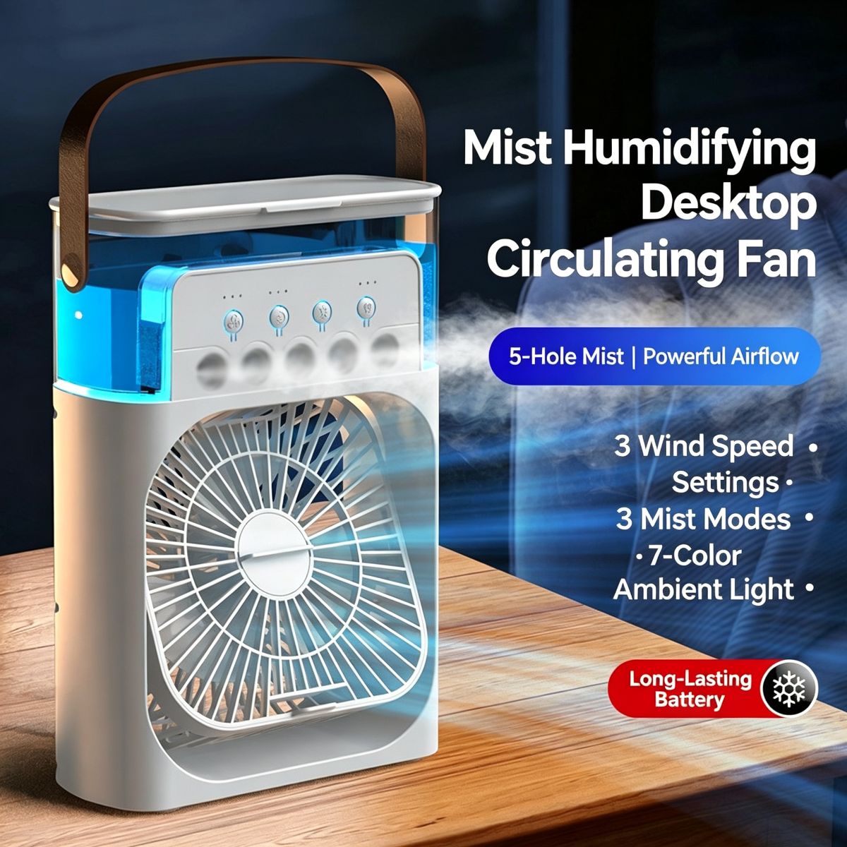White 5-Nozzle Misting Fan / Duty-Free & Free Shipping 5