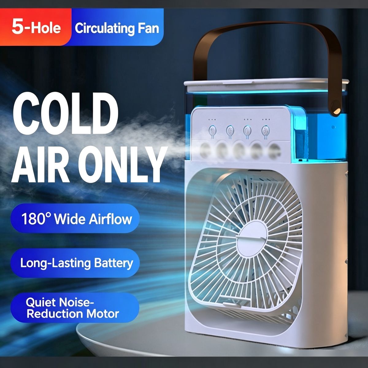 White 5-Nozzle Misting Fan / Duty-Free & Free Shipping 7