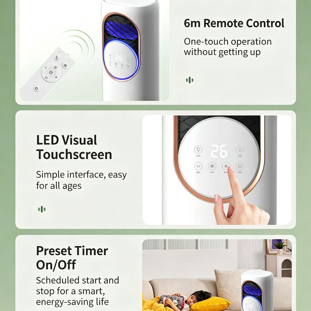 Mini Air Conditioner™ — 1200m³/h Portable Tower AC That Cools Your Entire Room in 3 Minutes | 10L Tank, UV Sterilization, Remote Control, No Installation Needed - Buy in Ghana | COD